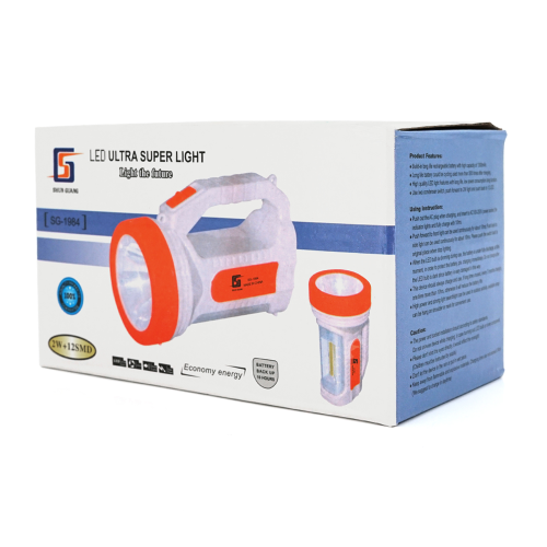 Ліхтар пошуковий Shun Guang SG-1984, 1LED T6+COB, 2W, 1+1 режим, 1300mah, White, IP40, кабель 220В, 155х85х100мм, BOX