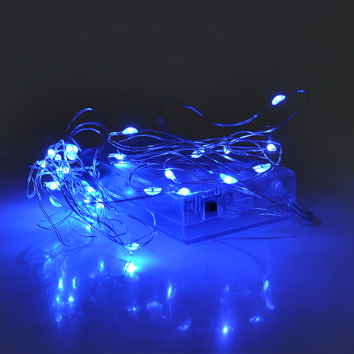 Гірлянди 20LED, 1 режим, 2 метри, прозора ізоляція, живлення від 3 * АА , Blue, OEM