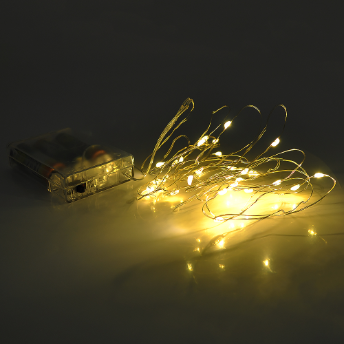 Гірлянди 20LED, 1 режим, 2 метри, прозора ізоляція, живлення від 3 * АА , Yellow, OEM