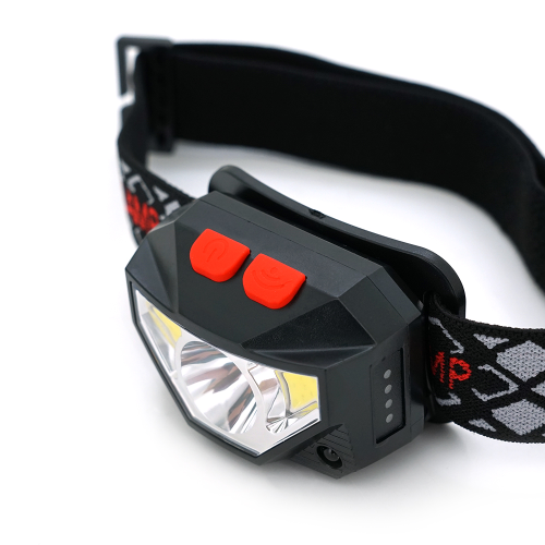Налобний ліхтарик Voltronic XPG, 1 led 3W, 2 Led Cob, 3 режими, корпус-пластик, водостійкий, ip44, sensor, живлення АКБ вбудований, USB micro кабель, 4500K, BOX