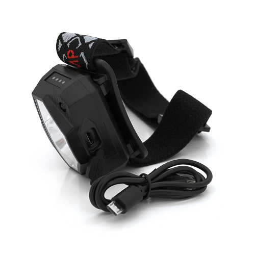 Налобний ліхтарик Voltronic XPG, 1 led 3W, 2 Led Cob, 3 режими, корпус-пластик, водостійкий, ip44, sensor, живлення АКБ вбудований, USB micro кабель, 4500K, BOX