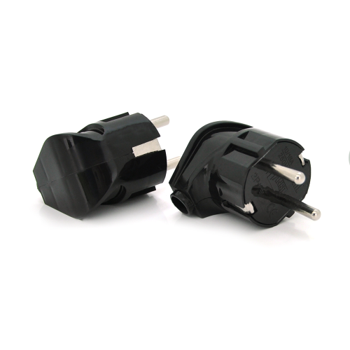 Вилка з заземленням кутова, 16A 250V, A713, Black, Q24