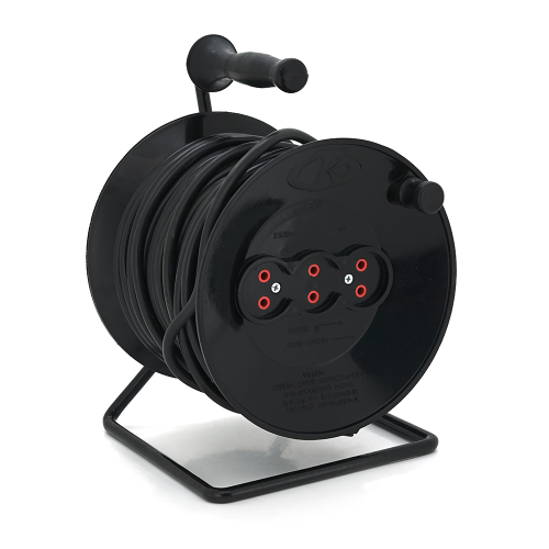 Подовжувач на котушці RITAR VN 25м (ПВС 2*1,5), 3 гнізда без контакту, контактна група - латунь, до 3кВт