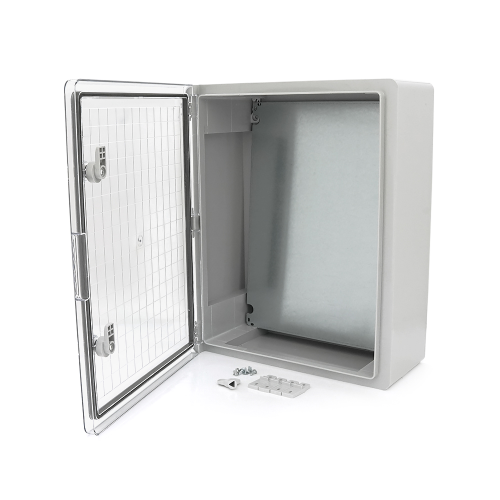 Бокс міцний з ABS пластику з монтажною панеллю 500х400х180, з прозорими дверцятами, IP65