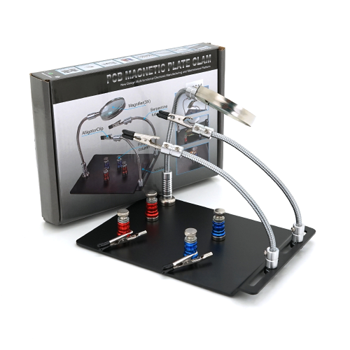 Тримач для паяння та ремонту &amp;quot;третя рука&amp;quot; TE-804. Лінза &amp;Oslash;60мм, 3Х. 2 фіксатори. Розміри 145x210 мм. Вага: 0,810 кг.