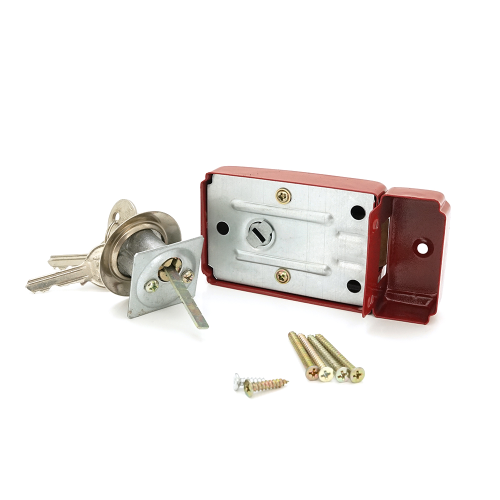 Замок до дверей накладний з защелкою з циліндричним механізмом &amp;quot;лівий&amp;quot;