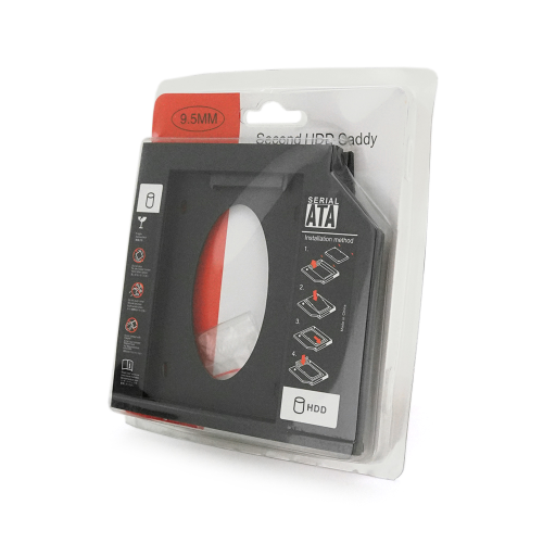 Адаптер підключення HDD 2.5 &apos;&apos; 9.5 mm в відсік приводу ноутбука SATA / mSATA (HDC-25), корпус plastic, Blister,Q100