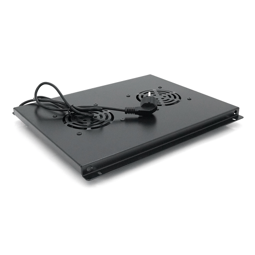 19&amp;quot; вентиляторний модуль Merlion, 2 вентилятори та 1*Schuko, для шафи глибиною 600 мм, чорний