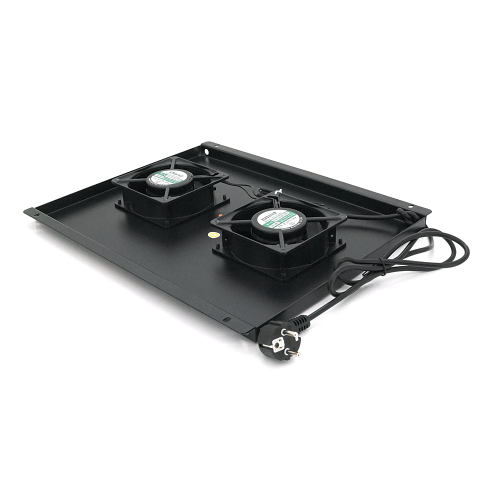 19&amp;quot; вентиляторний модуль Merlion, 2 вентилятори та 1*Schuko, для шафи глибиною 600 мм, чорний