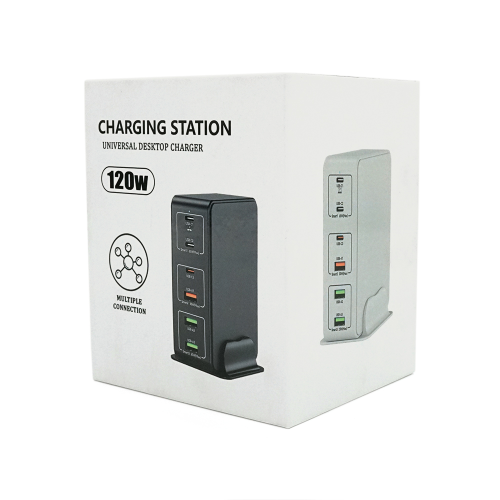 Зарядна станція V-818H потужністю 120W, Output: 3USB+3Type-C, DC: 5V / 3, 9V / 3A, 12V / 3A, 20V / 3.25A, Black