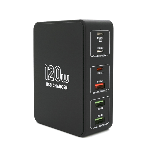 Зарядна станція V-818H потужністю 120W, Output: 3USB+3Type-C, DC: 5V / 3, 9V / 3A, 12V / 3A, 20V / 3.25A, Black