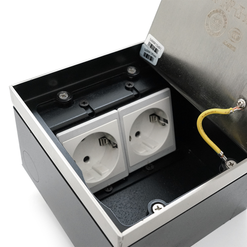 Розетка для підлоги подвійна, AC:110-250V / 10-16A, Silver