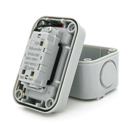 Кнопка одинарна зовнішнього монтажу SL-3, вузька, водонепроникна, IP66, AC:110-250V, 10A, Grey