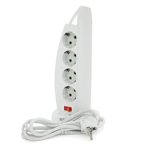 Мережевий фільтр F14, 8 розеток EU+3 USB+Type-C, кнопка включення з індикатором, 2 м, 3х0,75мм, 2500W, White, Box