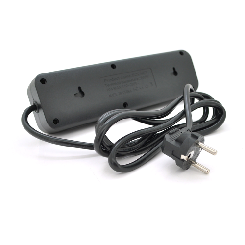 Мережевий фільтр F23, 3 розетки EU, кнопка включення з індикатором, 2 м, 3х0,75мм, 2500W, Black, Box