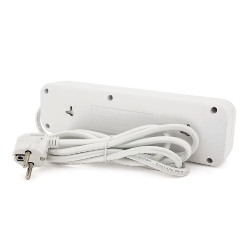 Мережевий фільтр F23, 3 розетки EU, кнопка включення з індикатором, 2 м, 3х0,75мм, 2500W, White, Box