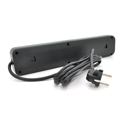 Мережевий фільтр F25, 5 розеток EU, кнопка включення з індикатором, 2 м, 3х0,75 мм, 2500W, Black, Box