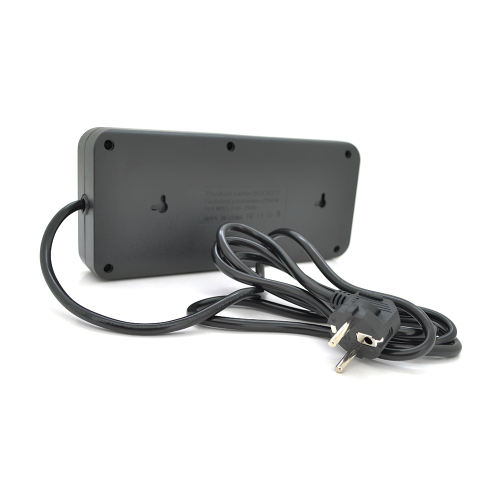 Мережевий фільтр F33, 6 розеток EU, кнопка включення з індикатором, 2 м, 3х0,75 мм, 2500W, Black, Box