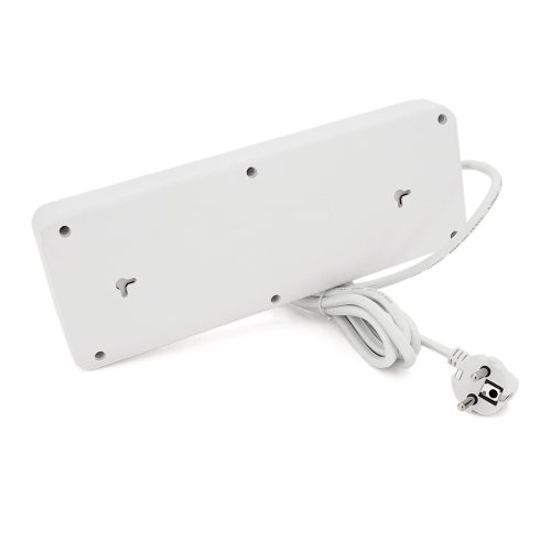 Мережевий фільтр F34U, 8 розеток EU + 4 USB + 2 PD, кнопка включення з індикатором, 2 м, 3х0,75 мм, 2500W, White, Box