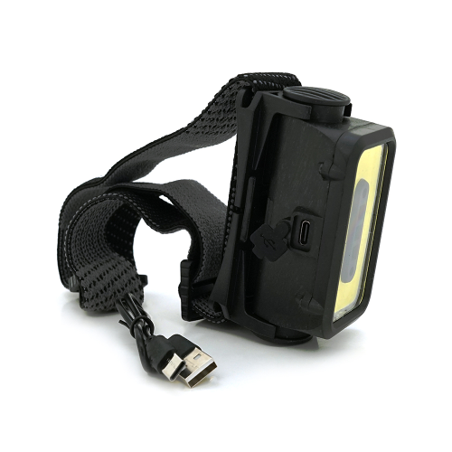 Налобний ліхтарик Voltronic K352,1 Cob, 3 Led red, 5 режими, корпус-пластик, водостійкий, ip44, живлення АКБ вбудований, USB Type-С - кабель, 6500K, BOX