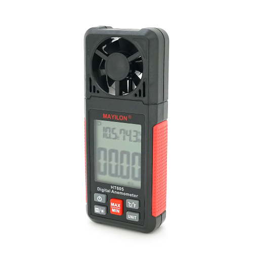 Цифровий анемометр Mayilon HT-605. Вимірювання: швидкість повітря (0.70-30.00 м / с, км / год, вузли, фут / хв, миль / год), С&amp;deg; / F&amp;deg; (-20.0&amp;deg;C-60.0&amp;deg;C), RH (0.0-99.9%).
