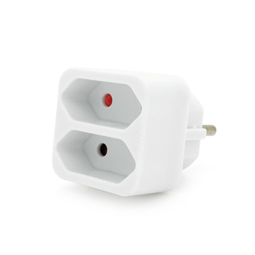 Розетка двійник без заземлення SQ-ZDB01 / 2, 2x2.5A(10A) 250V~Max, 1100W, White, 2Р, Q200