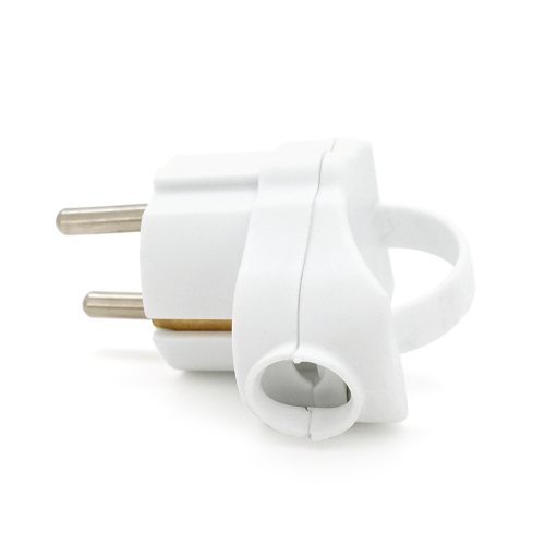 Вилка із заземленням кутова з кільцем, розбірна SQ-GP-003, 16А 220V, White, Q200