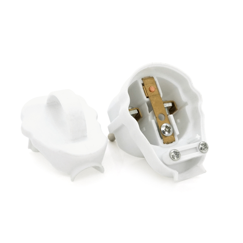 Вилка із заземленням кутова з кільцем, розбірна SQ-GP-003, 16А 220V, White, Q200