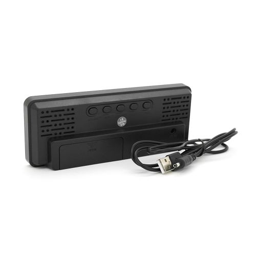 Електронний годинник VST-898 Дзеркальний дисплей, з датчиком температури та вологості, будильник, живлення від кабелю USB, White