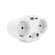 Розетка двійник із заземленням HHT609W, USB+Type-C, 3.4А, зашита від перевантаження, White