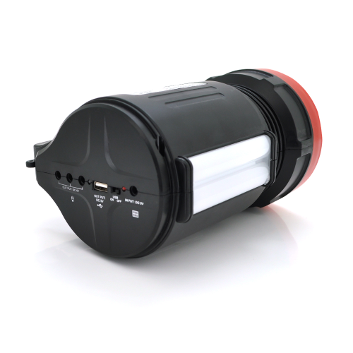 Переносний ліхтар LX-1908+Solar, 3 режими, сонячна панель, вбудований акум 7000mAh, 3 лампочки 3W, Радіо, СЗУ, Black, Box