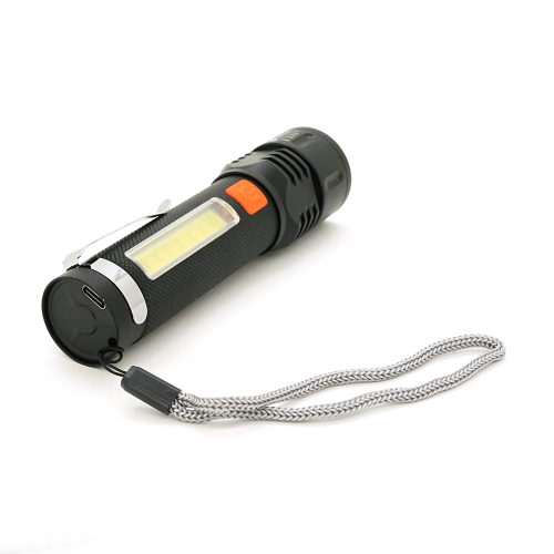 Ліхтарик XP-P50-P12, 3+1 режим, корпус алюмінієвий, вбудований акум, USB кабель, BOX
