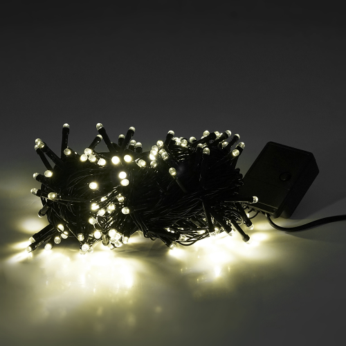 Гірлянди 200LED Кулька матова (White), 8 режимів, 5 метрів, чорна ізоляція, BOX