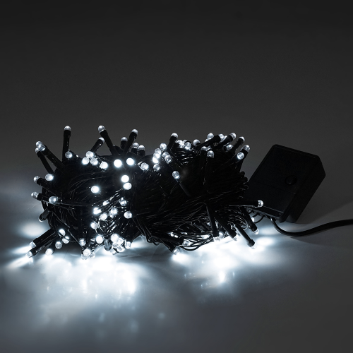 Гірлянди 200LED Кулька матова (White Hot), 8 режимів, 5 метрів, чорна ізоляція, BOX