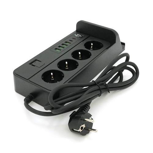 Мережевий фільтр із захистом від перенапруги G12, 4 розетки + 4 USB 3.2A + 2 Type-C + бездротова зарядка, 2 м, Black, Box
