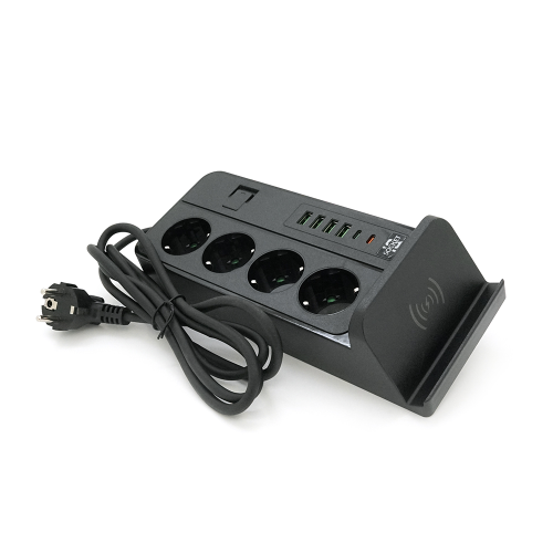 Мережевий фільтр із захистом від перенапруги G12, 4 розетки + 4 USB 3.2A + 2 Type-C + бездротова зарядка, 2 м, Black, Box