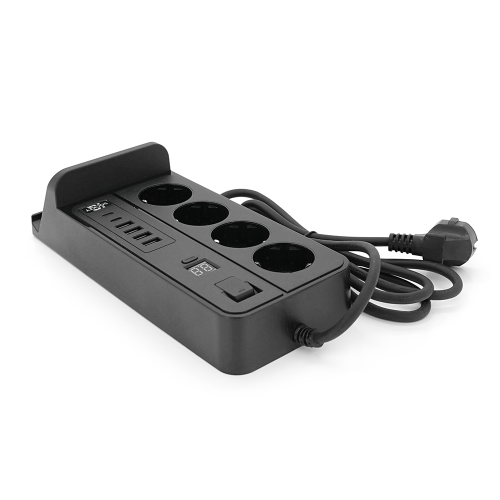 Мережевий фільтр із захистом від перенапруги G12H, 4 Socket + 4 USB 3,2А + 2 Type-C + бездротова зарядка + таймер, 2м, Black, Box