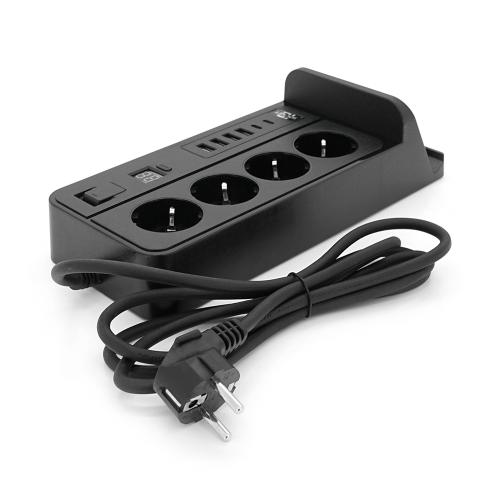 Мережевий фільтр із захистом від перенапруги G12H, 4 Socket + 4 USB 3,2А + 2 Type-C + бездротова зарядка + таймер, 2м, Black, Box