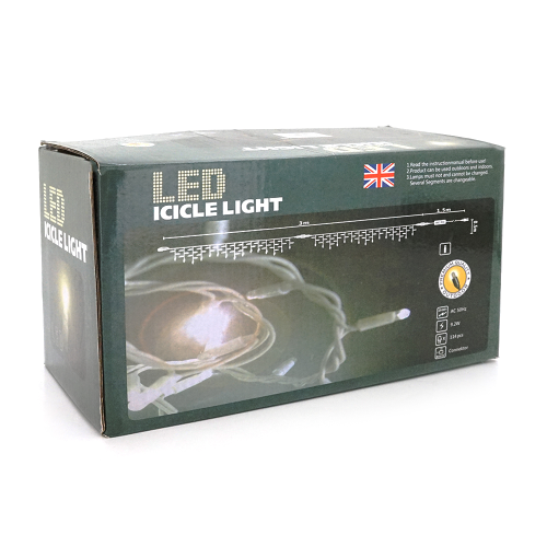 Гірлянда 120LED Дощ (White Hot), 1 режим, 3 * 0.5 метра, біла ізоляція, BOX