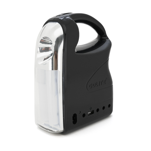 Переносний ліхтар GD-7+ Solar, 1+1 режим, вбудований акум, 3 лампочки 3W, USB вихід, Black, Box