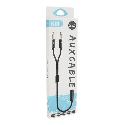 Розгалужувач аудіо для навушників і мікрофона, Jack 3.5 (мама) 4 pin =&amp;gt;2*Jack 3.5(тато) 3 pin, круглий в обплетенні, Box