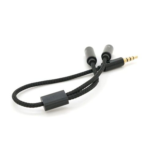 Розгалужувач аудіо для навушників і мікрофона, Jack 3.5 (тато) 4 pin =&amp;gt;2*Jack 3.5(мама) 3 pin, круглий в обплетенні, Box