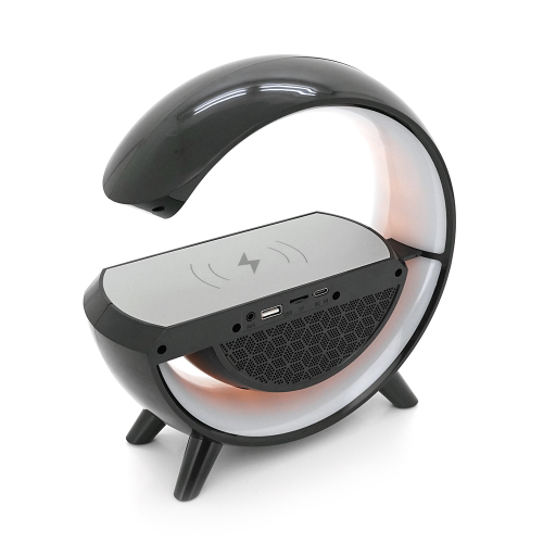 Настільна лампа-нічник HM-2301, Bluetooth колонка, блопроводна зарядка телефону, світло RGB, Box