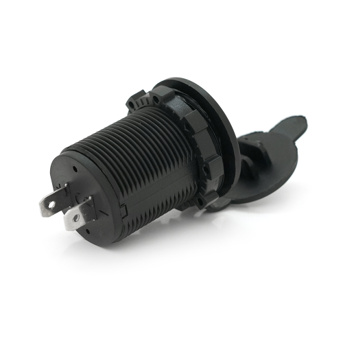 Гніздо Авто прикурювача врізне 5V 2.1A, індикатор+ кришка, корпус пластик