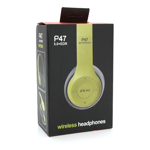 Бездротові навушники Bluetooth P47 Led, Green / Silver