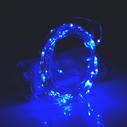 Гірлянди 50LED, 1 режим, 5 метрів, прозора ізоляція, живлення від USB + 2 * АА, Blue, BOX