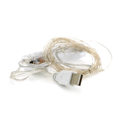 Гірлянди 50LED, 1 режим, 5 метрів, прозора ізоляція, живлення від USB + 2 * АА, Blue, BOX