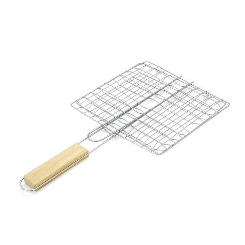 Решiтка для гриля, 23х22,5 см, дерев&apos;яна ручка 21 см, нержавіюча сталь