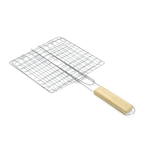 Решiтка для гриля, 23х22,5 см, дерев&apos;яна ручка 21 см, нержавіюча сталь