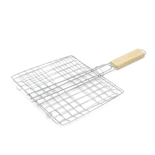 Решiтка для гриля, 23х22,5 см, дерев&apos;яна ручка 21 см, нержавіюча сталь